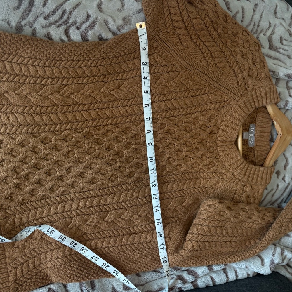 J. Crew Cotton Crewneck Cable-knit Fisherman Sweater Tan Medium Holiday ‘23 - Picture 10 of 12